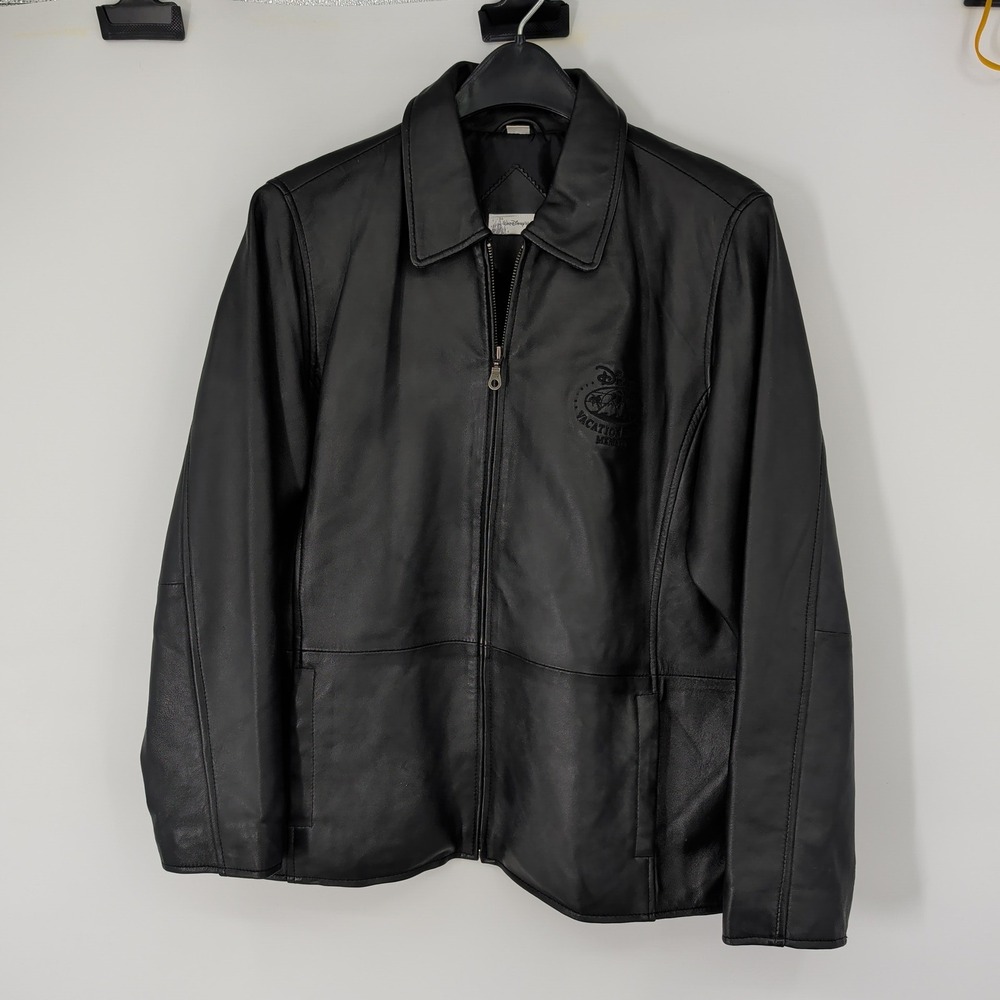 Disney Vacation Club Member Black Lamb Leather Jacket Women LG Walt Disney World